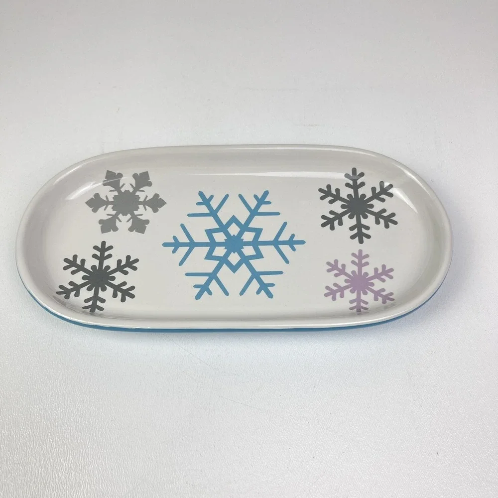 Temptations by Tara Retired Snowflake Pattern Platter 7x3 Pickle Dish